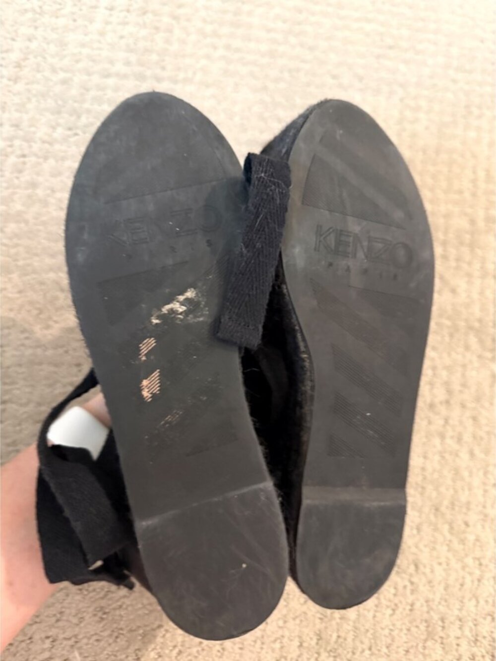 Kenzo Maya Leather Platform Espadrille Sandals Black 8 Tribal Evil Eye - Picture 6 of 11